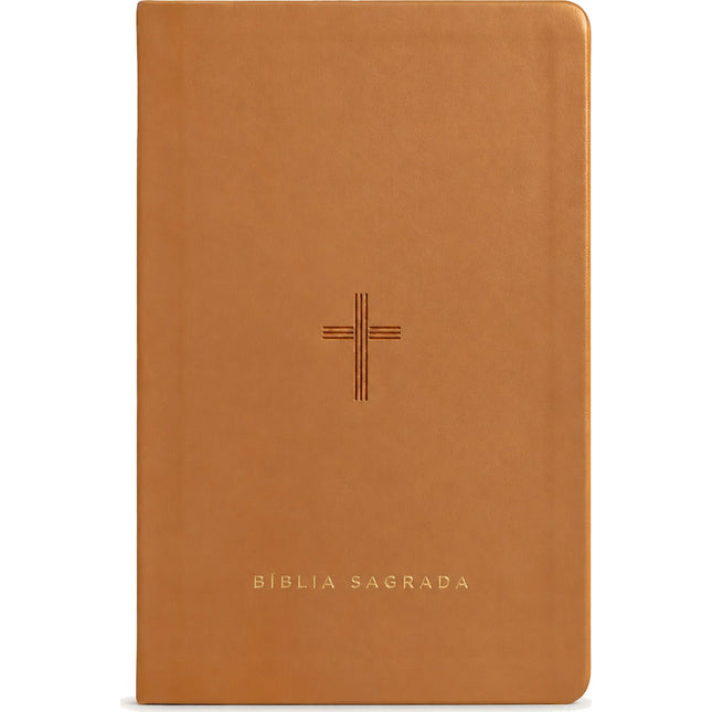 Bíblia Slim NVT | Poder da Cruz | Capa Luxo Caramelo