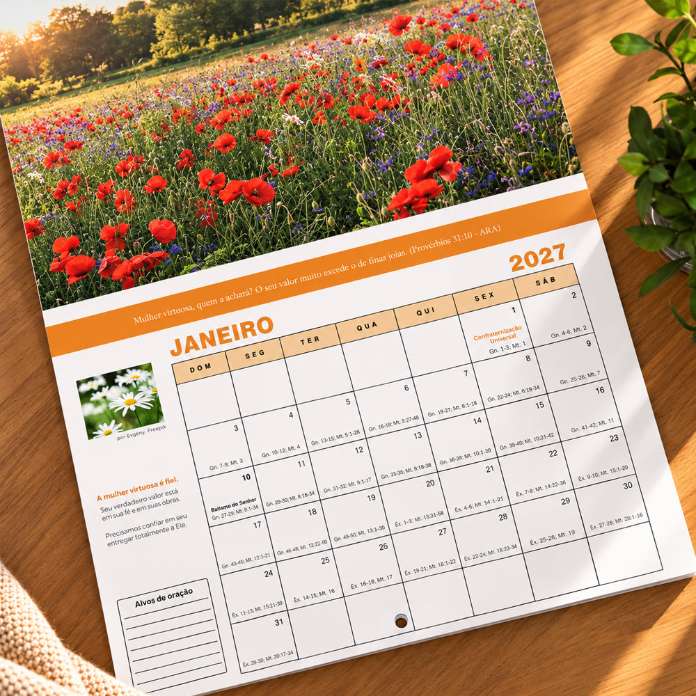 Calendário de Parede 2027 | Jardim das Virtudes