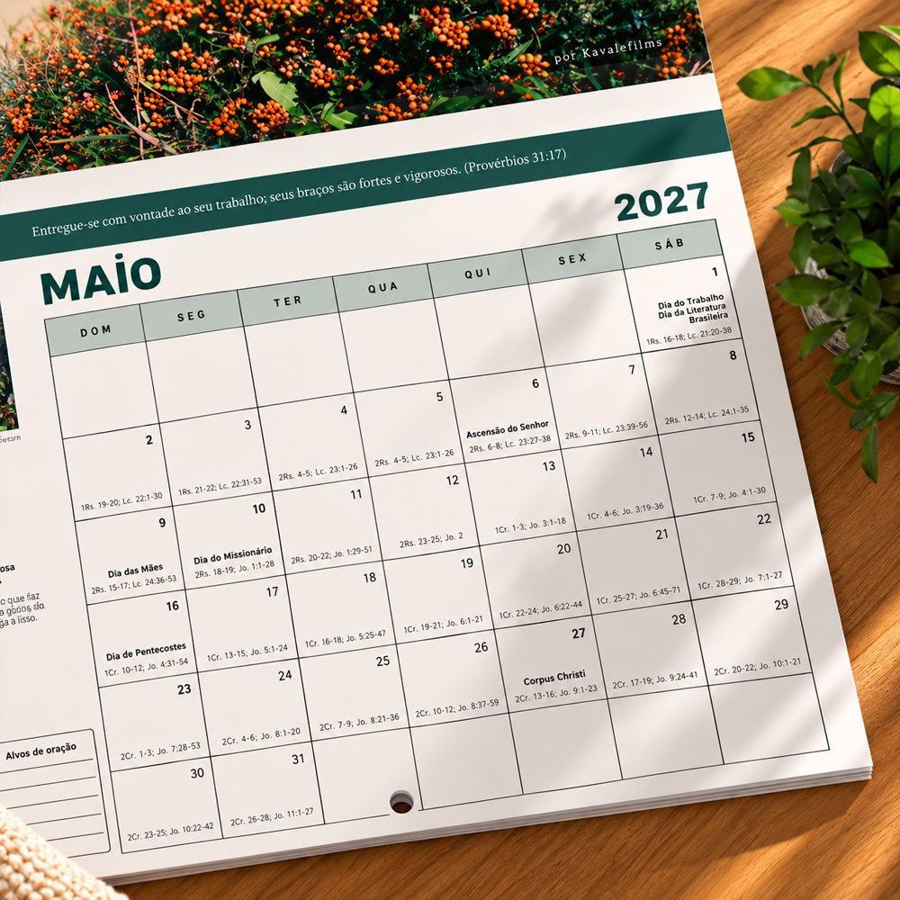 Calendário de Parede 2027 | Jardim das Virtudes