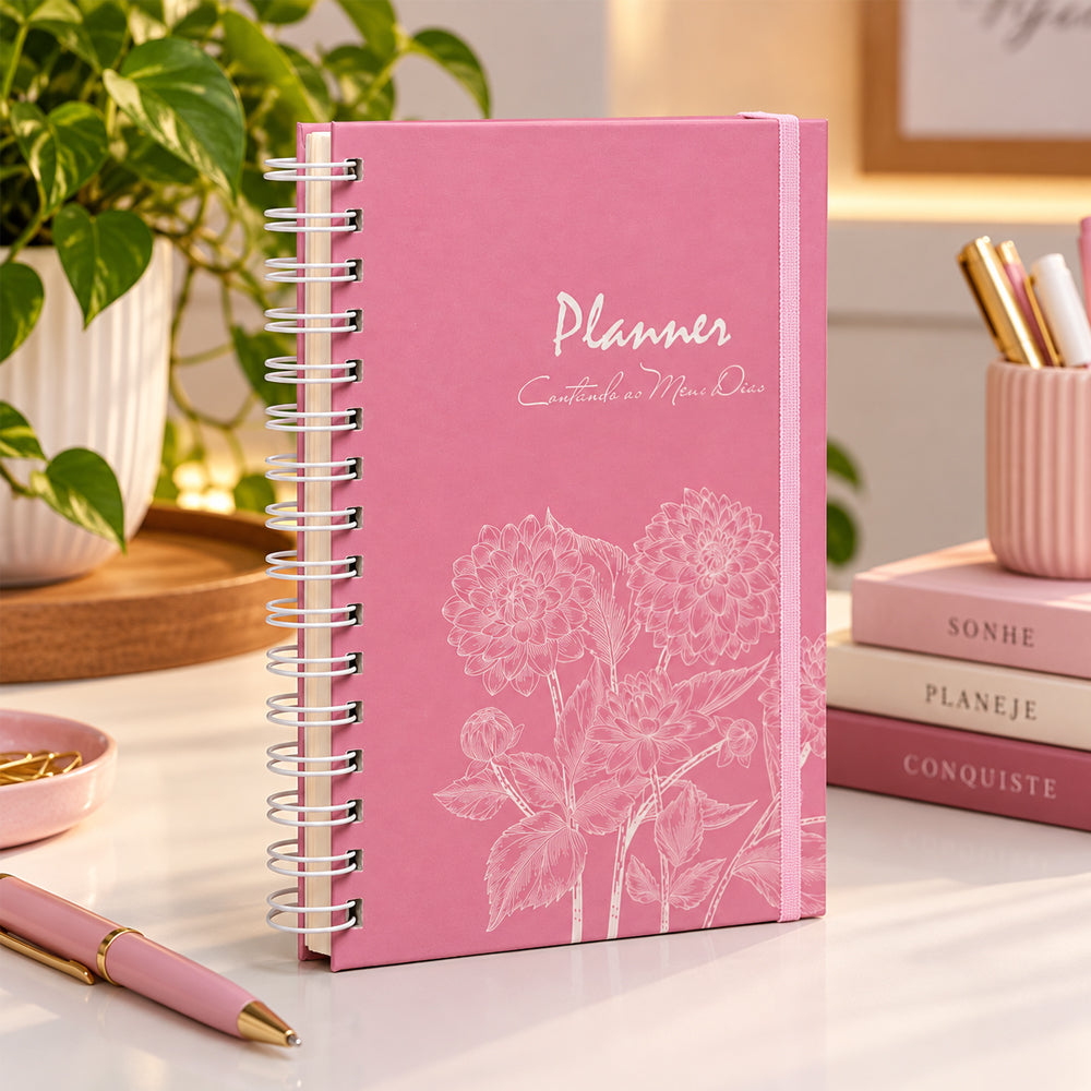 Planner Contando os Meus Dias | Capa Dálias Rosa