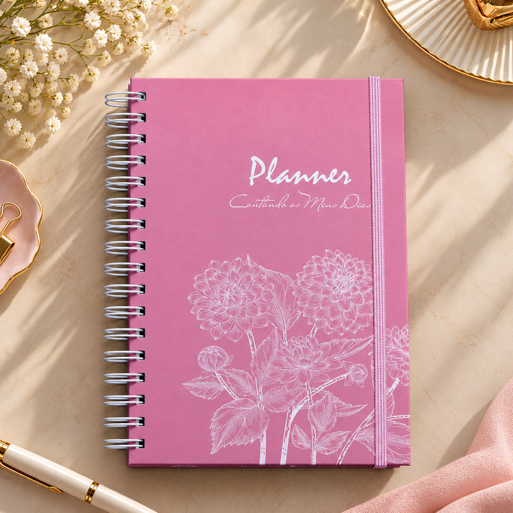 Planner Contando os Meus Dias | Capa Dálias Rosa