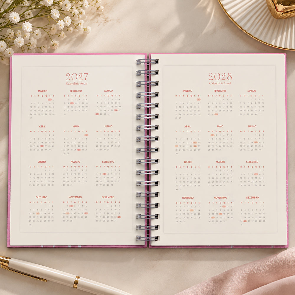Planner Contando os Meus Dias | Capa Dálias Rosa