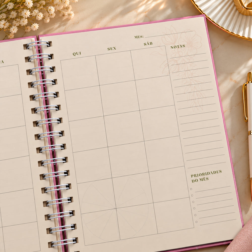 Planner Contando os Meus Dias | Capa Dálias Rosa