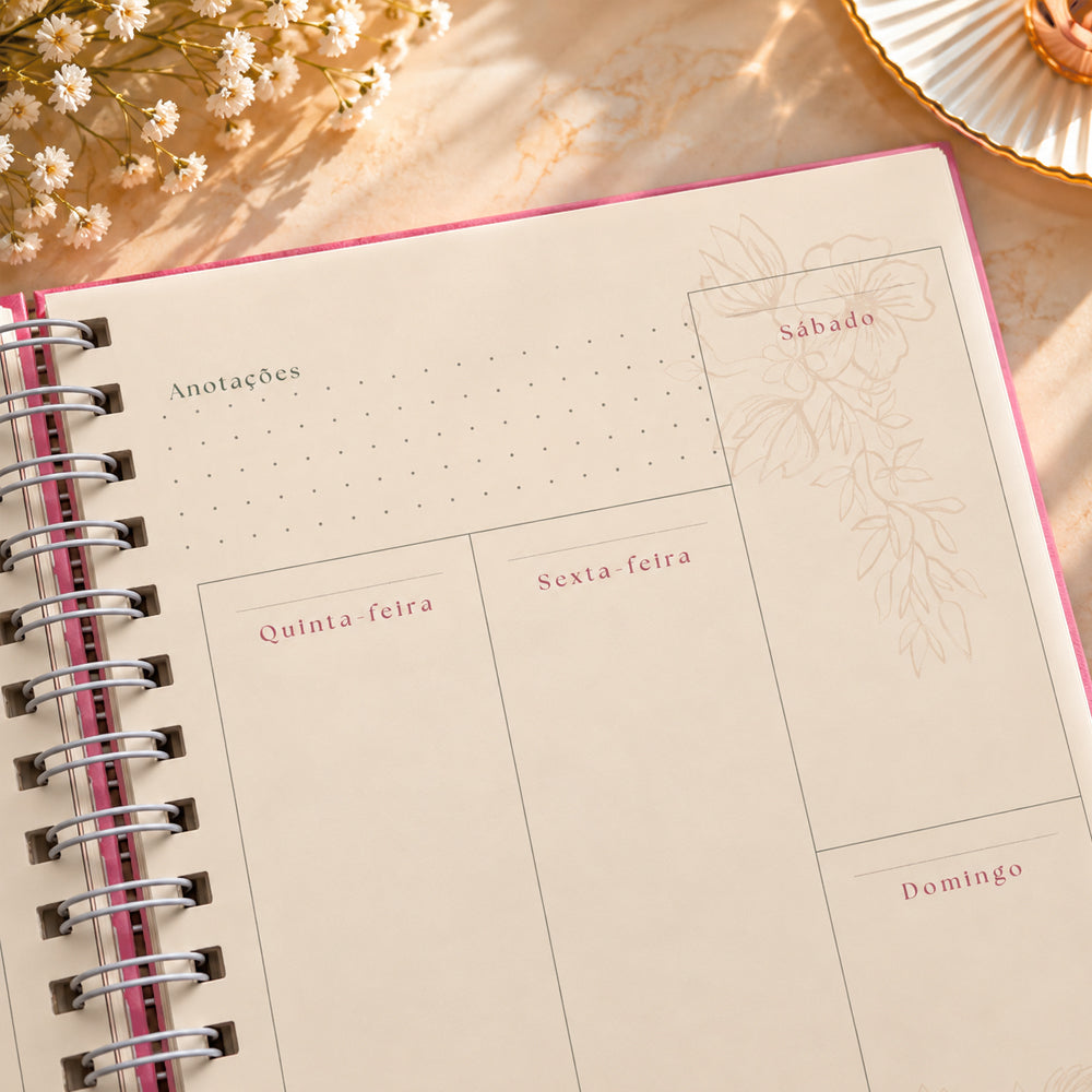 Planner Contando os Meus Dias | Capa Dálias Rosa
