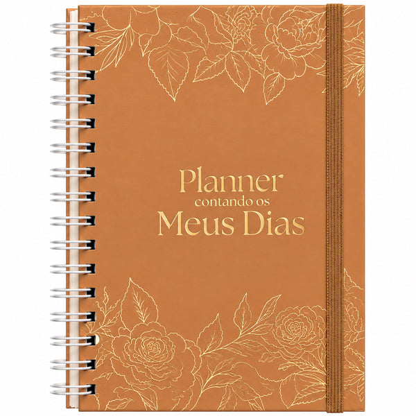 Planner Contando os Meus Dias | Capa Dourada Floral