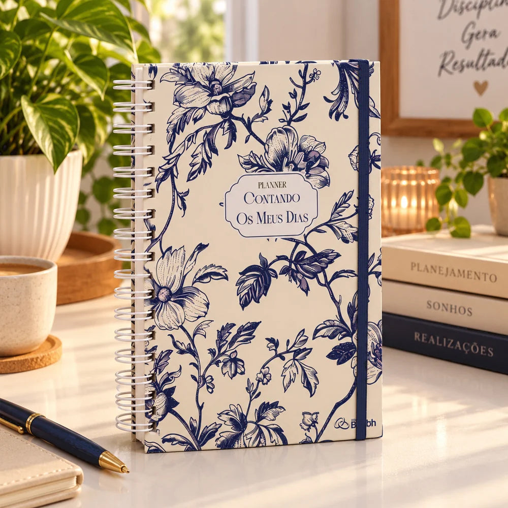 Planner Contando os Meus Dias | Capa Floral Azul