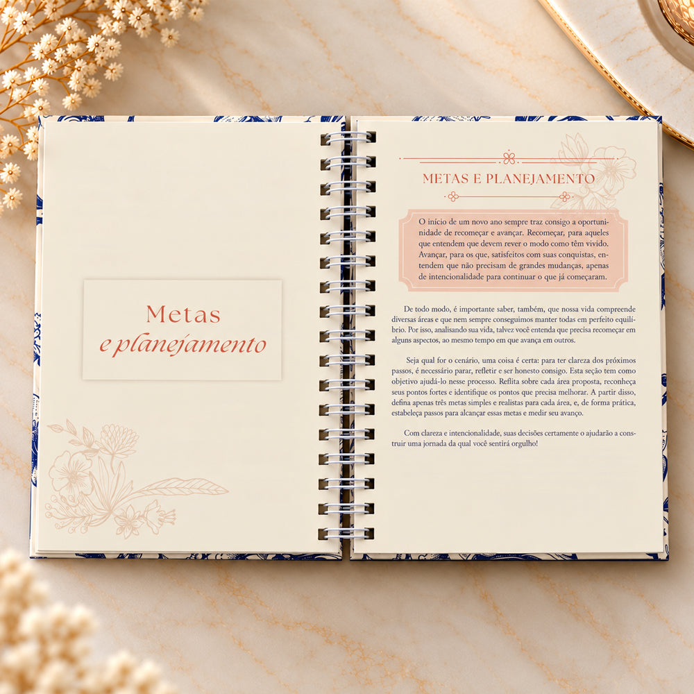 Planner Contando os Meus Dias | Capa Floral Azul