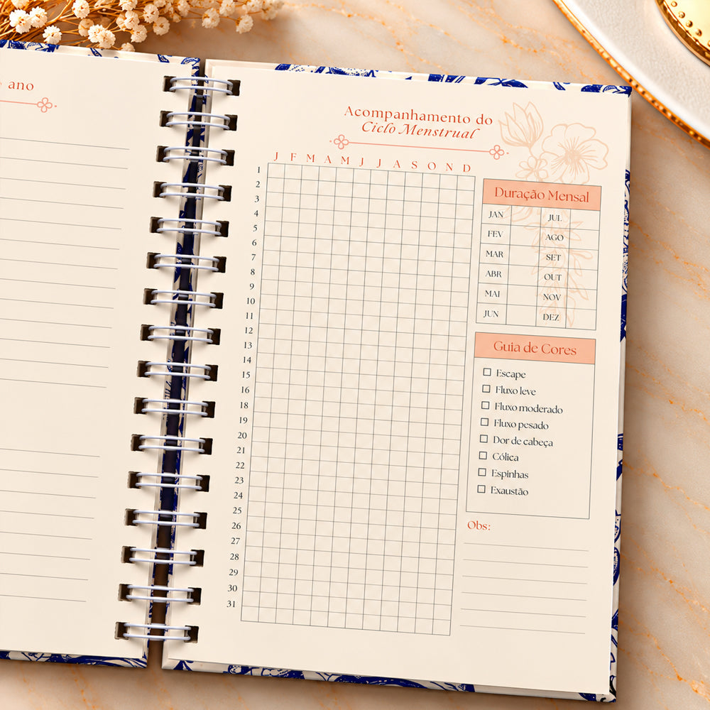 Planner Contando os Meus Dias | Capa Floral Azul