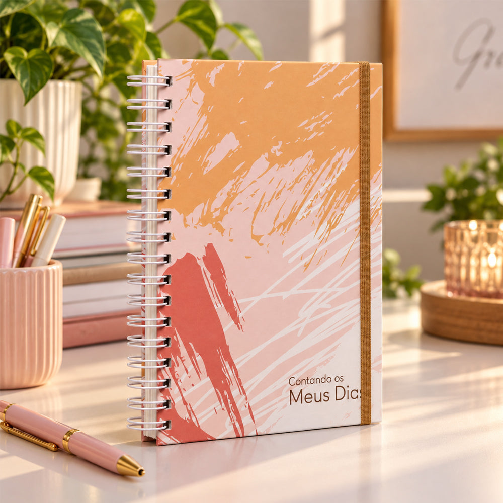 Planner Contando os Meus Dias | Capa Pinceladas Pêssego