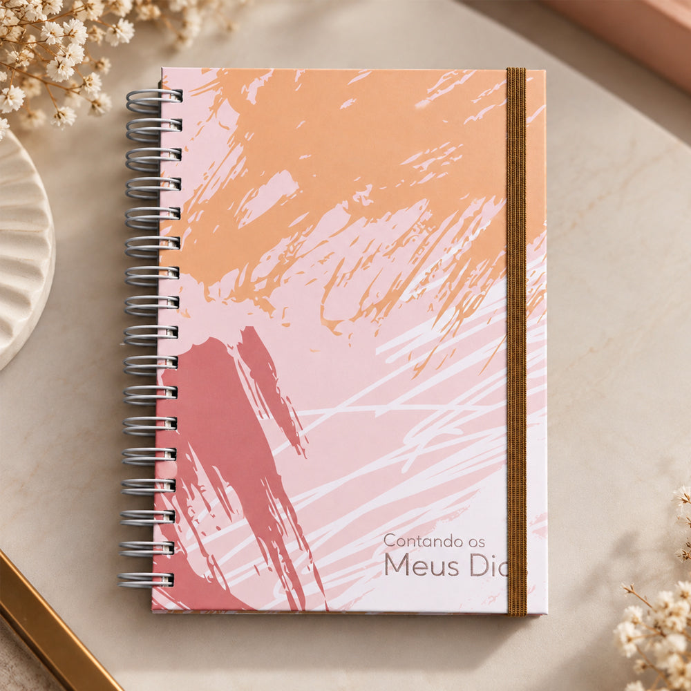 Planner Contando os Meus Dias | Capa Pinceladas Pêssego