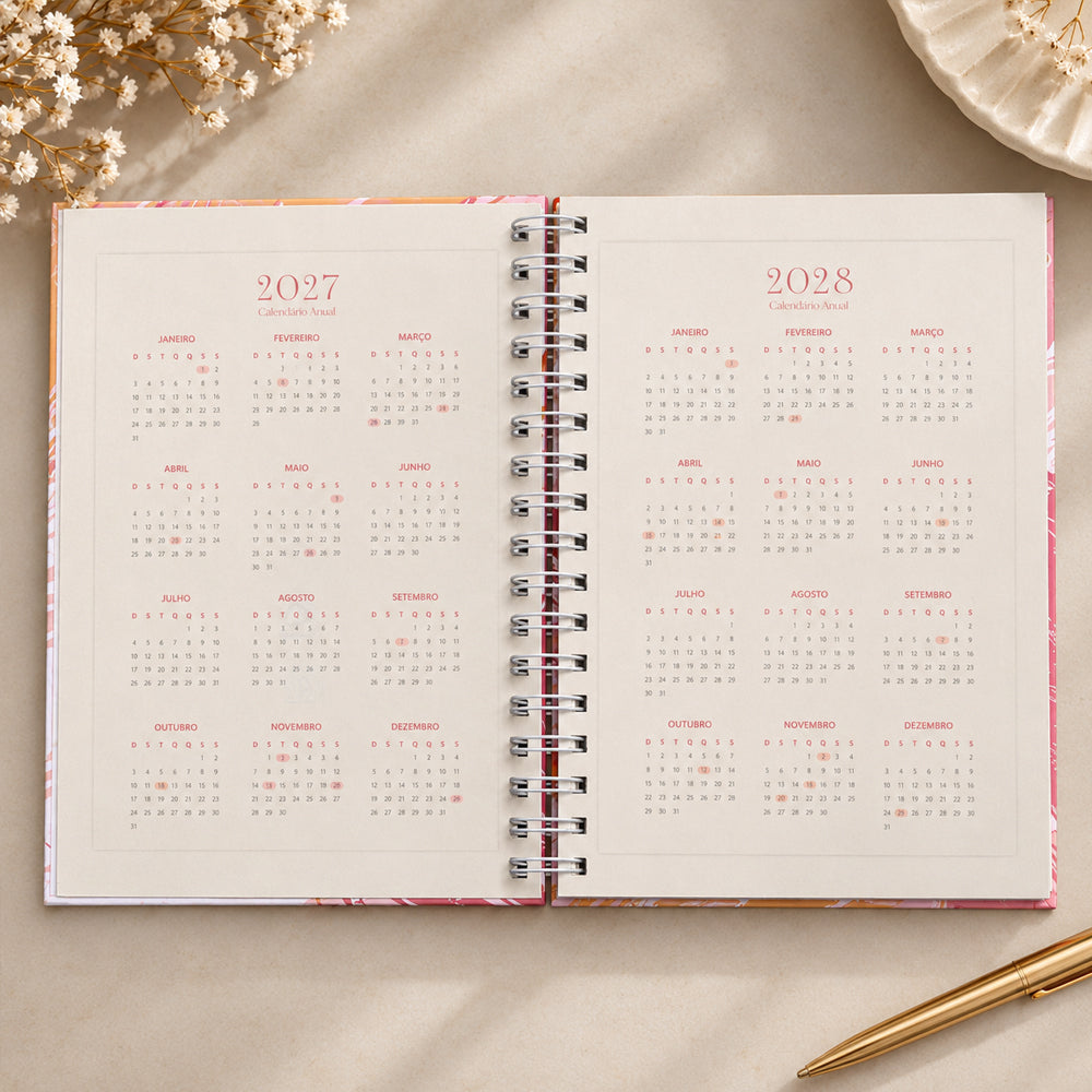 Planner Contando os Meus Dias | Capa Pinceladas Pêssego