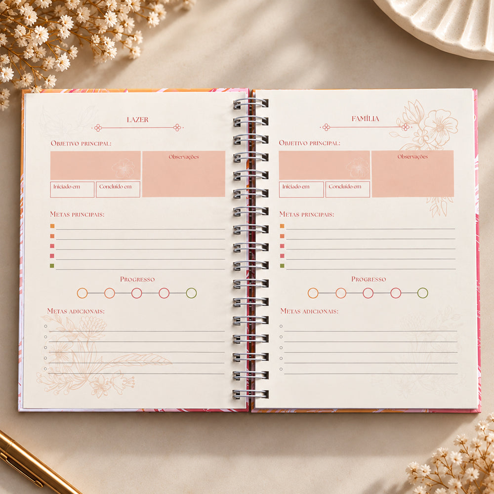 Planner Contando os Meus Dias | Capa Pinceladas Pêssego