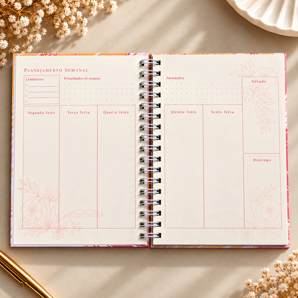 Planner Contando os Meus Dias | Capa Pinceladas Pêssego