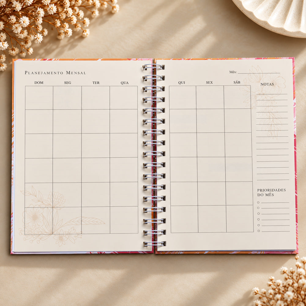 Planner Contando os Meus Dias | Capa Pinceladas Pêssego