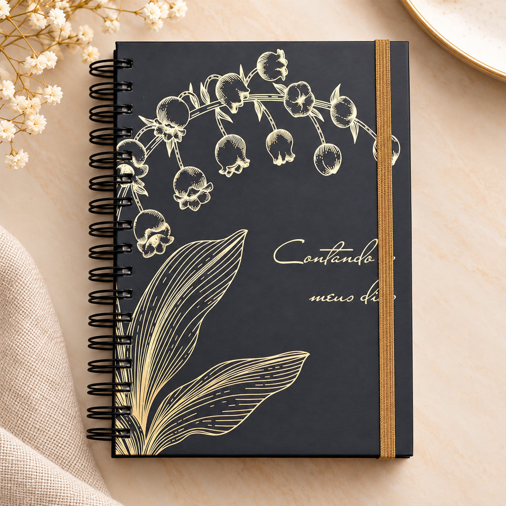 Planner Contando os Meus Dias | Capa Preta Lírio do Vale