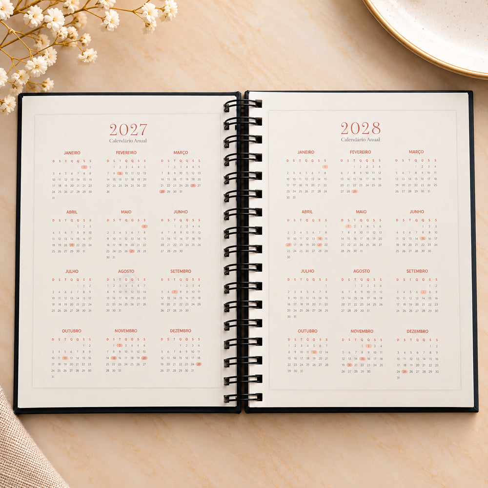 Planner Contando os Meus Dias | Capa Preta Lírio do Vale