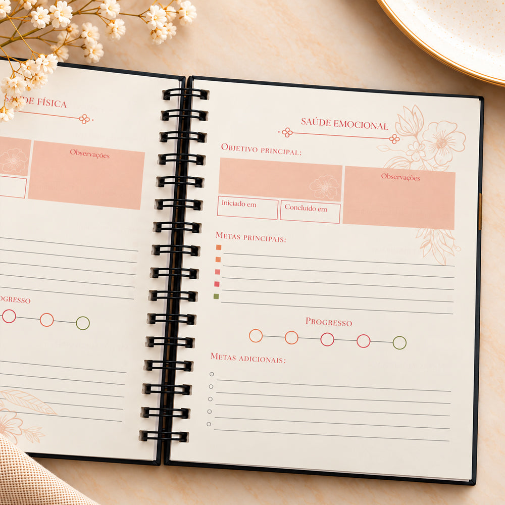 Planner Contando os Meus Dias | Capa Preta Lírio do Vale