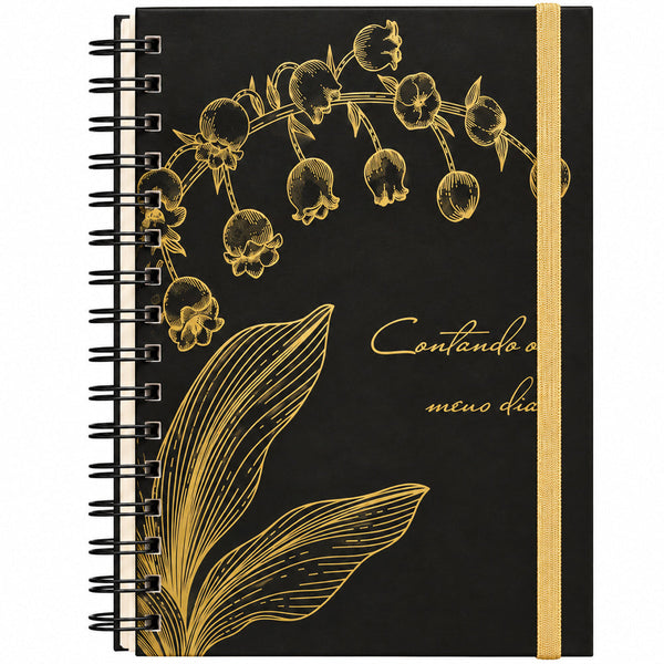Planner Contando os Meus Dias | Capa Preta Lírio do Vale