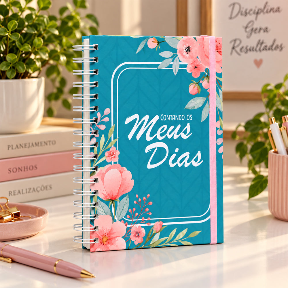 Planner Contando os Meus Dias | Capa Verde Floral