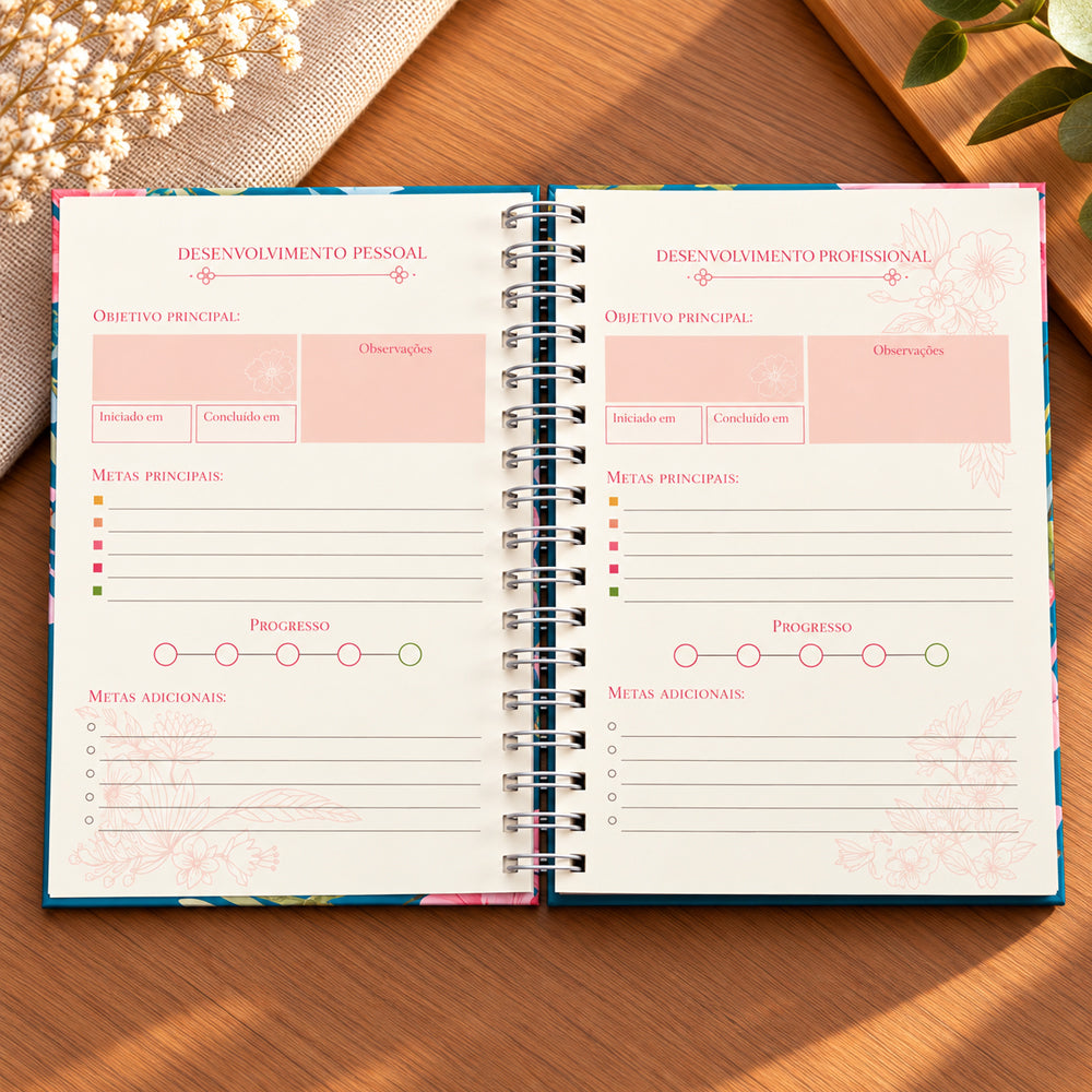 Planner Contando os Meus Dias | Capa Verde Floral
