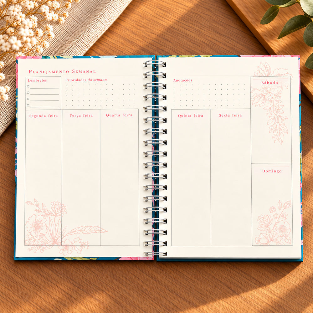 Planner Contando os Meus Dias | Capa Verde Floral
