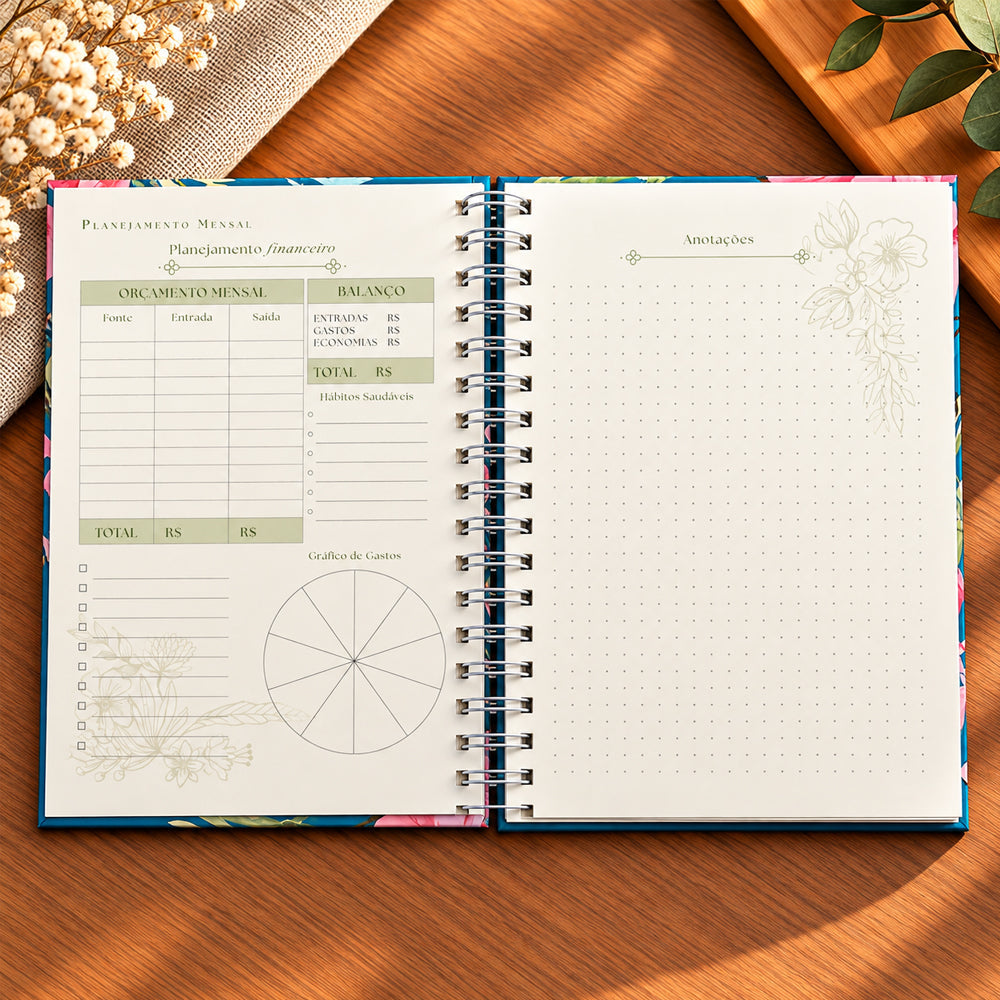 Planner Contando os Meus Dias | Capa Verde Floral